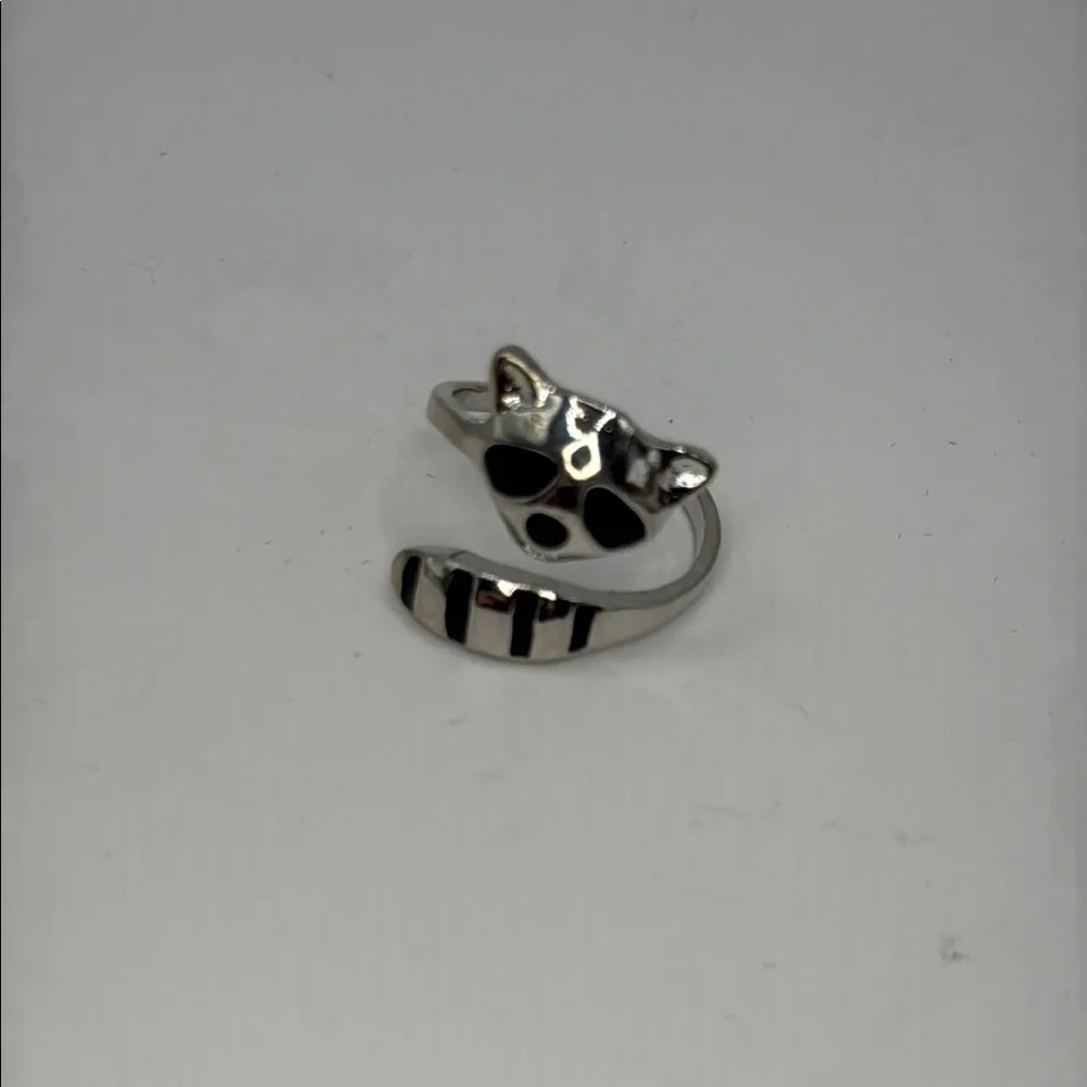 Chrome Silver Tone Raccoon Ring One Size Adjustable